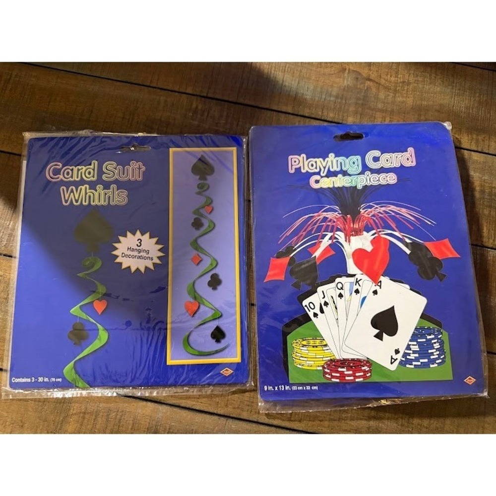 Beistle Casino Party Decorations Card Suit Whirls and Playing Card Centerpiece